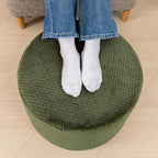 Poofieotto 20"x14" Round Foam Stuffed Pouf Ottoman - Modern Floor Foot Rest & Seating for Living Room, Bedroom, or Couch - Stylish Home Decor Accent (Deep Green)