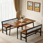 YATINEY Dining Bench, 39.4'' Kitchen Bench with Back, Dining Room Bench with PU Leather Upholstered Seat, Entryway Bench with Metal Legs for Dining Room, Entryway, Living Room, Black and Brown DB01BV