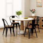 18 Inch Metal Dining Chairs Set of 4 Farmhouse Kitchen Chairs with Wooden Seat and Metal Backrest Stackable Black Dining Room Seating