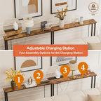 Keelian 78" Narrow Console Sofa Table with Power Outlets & 2 USB Ports | Metal Frame, Perfect for Hallway, Office, and Behind Couch Table - Easy Assembly, 4.9" Extension Cord Included