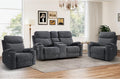 HAOMARKETS 3-Piece Recliner Sofa Set with Charging Ports, Include 2 Power Recliner Chairs and Electric 2-Seater Loveseat Reclining Couch with Hidden Storage and Cup Holders for Living Room, Dark Grey