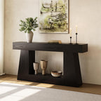 LITTLE TREE 63" Farmhouse Console Table with Storage, Rustic Sofa Table for Entryway, Narrow Long Sofa Table Behind Couch, Console Table for Living Room, Hallway—Versatile Storage Solution, Black