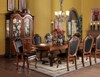 Kitchen Furniture Set 9pc Formal Dining Table Set Include 1 Dining Table, 6 Side Chairs and 2 Arm Chairs, 8-Person Solid Wood Extendable Dining Set (Cherry&Black)