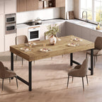 Tribesigns Farmhouse Dining Table for 4-6 People, 55 Inches Industrial Rectangular Kitchen Dinner Table with Heavy-Duty Metal Legs for Home, Dining Room, Small Space, Rustic Brown