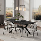 MECHYIN Extendable Dining Table for 4-8, 55-71 in, Storage Shelf, Black | Flip Leaf Stores Under Top, No-Gap Metal Connectors, Chairs Tuck Under Pedestal Base, Wood-Grain MDF Top, Fits Apartments