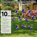10 PCS Reflective Pinwheels for Yard and Garden Bird Devices Pre-Installed Sparkly Wind Spinner Deterrent to Scare Birds Away from Yard Patio Farm (Multicolor-1)