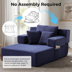 70"Chaise Lounge Chair, Oversized Chair & 2 Cup Holder 4 Pockets | Oversized Corduroy Lounge Chair Indoor Convertible, 3 Pillows, Deep Seat Sleeper Sofa Bed, Living Room, Reading, No Assembly