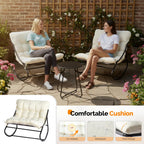 VINGLI Rocking Patio Chairs Set of 2 with Side Table, Heavy Duty 400 LBS Capacity, Padded Outdoor Indoor Rockers, White