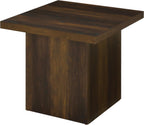 Coaster Home Furnishings - Devar - Wood - Square End Table with Thick Top, Plinth Base, and Blocky Frame - Living Room - 23.5-Inch - Dark Pine - 710887