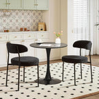 Dining Table and Dining Chair Set 23.6" Black Round Table&2 Boucle Upholstered Chairs for Kitchen Dining Room Small Space 3 Piece Dining Table and Chair Set (Black)