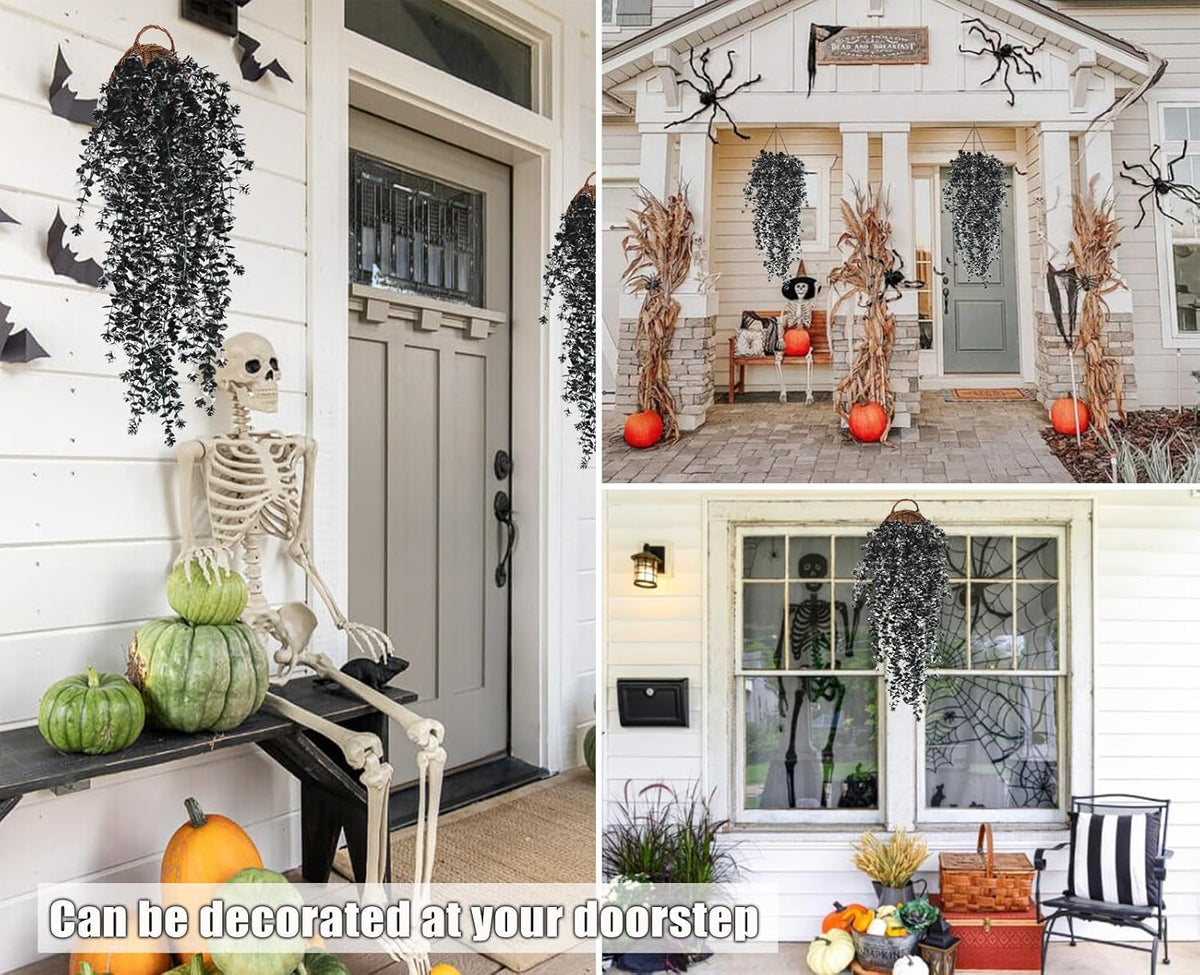 RECUTMS Artificial Hanging Plants Fake Hanging Plant Faux Hanging Plants UV Resistant Plastic Plants for Indoor Outdoor Room Wall Wedding Patio Porch Decor(Black White)