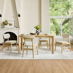 CHITA 59" Mid Century Modern Dining Table for 6, Rectangle Wood Kitchen & Dining Room Table, Solid Rubberwood Frame, Oak Venner