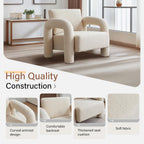 33.5" Modern Accent Chair, Velvet Single Sofa for Living Room,Comfy Arm Chair Leisure Armchair Single Sofa Chair with Curved Arm for Living Room, Apartment,Bedroom,Beige