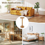 Small Round Side Table Brown, 9.4 in Drink Table with Rubberwood Material, Stable, Easy to Assemble, Space-Saving End Table for Living Room, Bedroom, Kitchen