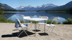 BTEXPERT 5 Piece Folding Card Table Portable and Chair Set, 34" Square Foldable Table 4 Adult Chairs for Board Games Party Home Indoor Outdoor Lightweight White Plastic