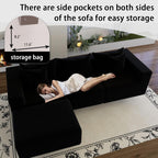 Oversized Cloud Couch Ottoman, Frameless Wide-Wale Corduroy Footrest for Living Room, High-Density All-Foam Large Rectangle Ottoman Coffee Table for Sectional Sofa (Black, Ottoman)