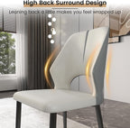 Upholstered Dining Chairs Set of 2, Modern PU Leather Dining Room Kitchen Side Chair with Padded Seat and Metal Legs Restaurant/Cafe,Light Grey