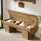 Tribesigns 55" Storage Bench with 2 Safety Hinges, Farmhouse Shoe Bench with Flip-Top Storage, Supports 350 lb and Easy Assembly (Natural)