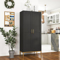 Kitchen Pantry Cabinet,Kitchen Pantry with 2 Adjustable Shelves,4 Shelf Cabinet,Freestanding Floor Cabinet,Unit for Garage Storage,Pantry,Laundry Room,Organization and Storage,Black