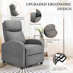 OLIXIS Recliner Chair for Adults, Home Theater Seating with Lumbar Support | Fabric Reclining Sofa Chair Seat for Living Room, Recliners, Gray