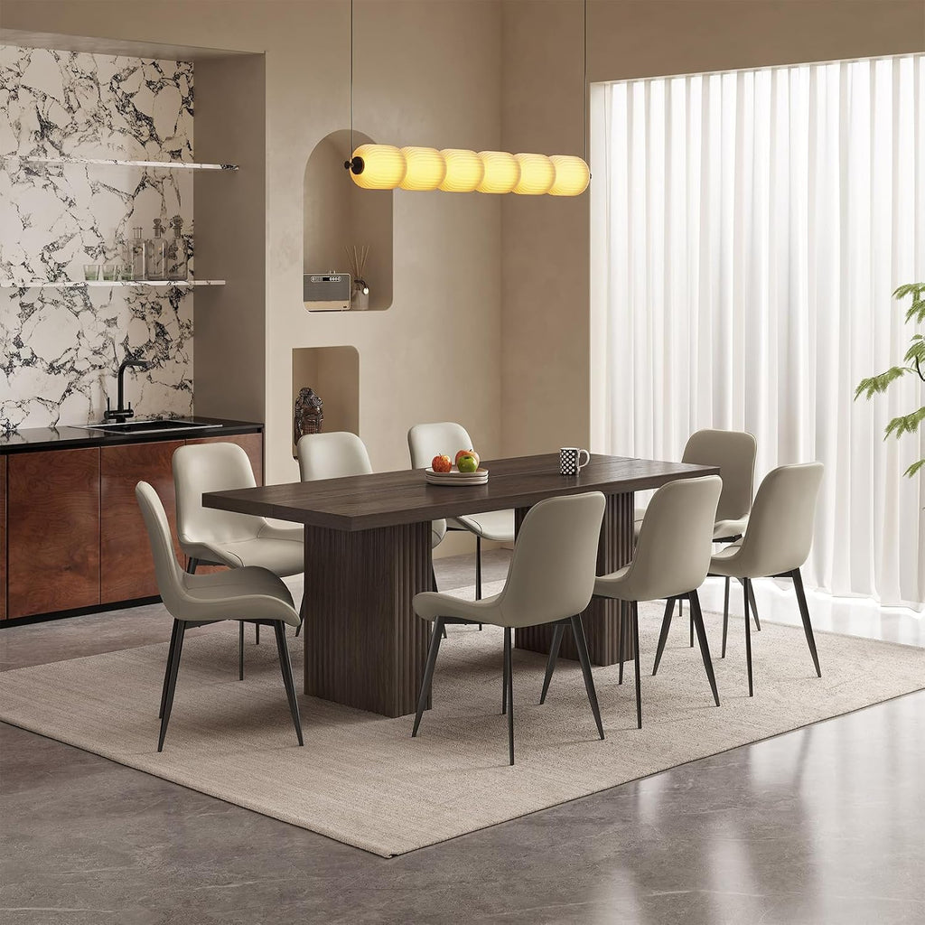 66.93" Rectangle Dining Table for 2-6, Farmhouse Kitchen Table with Sturdy Pedestal, Mid-Century Rectangular Dinner Table for Kitchen, Dining Room