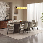 66.93" Rectangle Dining Table for 2-6, Farmhouse Kitchen Table with Sturdy Pedestal, Mid-Century Rectangular Dinner Table for Kitchen, Dining Room