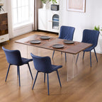 Kidol & Shellder Dining Chairs Set of 2, Mid Century Modern Kitchen Chairs with Metel Legs, PU Leather Upholstered Side Chair for Dining Room, Living Room, Lounge, Restaurant, Navy Blue