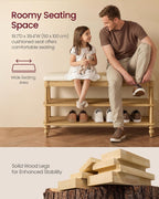 VASAGLE Mariel Collection - Shoe Bench, Wooden Entryway Bench with Padded Seat, 2-Tier Shoe Storage Rack, 39.4 x 11.6 x 19.7 inches, for Entryway and Bedroom, Natural Brown ULSB200K101S