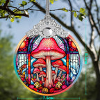 Stained Glass Christmas Ornament, Jocidea Mushroom Christmas Decorations, Christmas Tree Ornament, Mushroom Lovers Gifts, Holiday Decor and Xmas Gifts Ideas