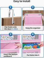 JARLINK Over the Door Organizer for Bedroom, Pantry, Bathroom, 5 Shelf Pink | Anti-Tilt Design, 44 lb Load Capacity, Hanging Door Organizer with 5 Large Capacity Pockets, Behind Door Storage for Nursery