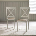 Furniturebox Padstow Round Light Grey Extendable Dining Table with 6 Millford Cross Back Chairs – Solid Wood Farmhouse Kitchen Set – Seats 4–6 – Limewash Finish