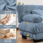 Oversized Modular Velvet Sectional Cloud Sofa Couch with Movable Ottoman,Corner Sofa with Comfortable Armrests, Deep Seat, Convertible L or U Shaped Couch (Sky-Light Blue, 3 Seat + 1 Ottoman)