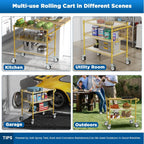 Leteuke 3 Tier Rolling Carts with Wheels, Heavy Duty Rolling Utility Cart