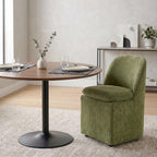 KISLOT Upholstered Dining Chairs Set of 4 with Hidden Casters, Modern Kitchen Chairs with Removable Washable Cover, Padded Dining Room Chairs with Chenille Velvet Fabric & Metal Frame, Green