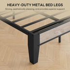 LIKIMIO Queen Bed Frame with Storage Headboard and Charging Station