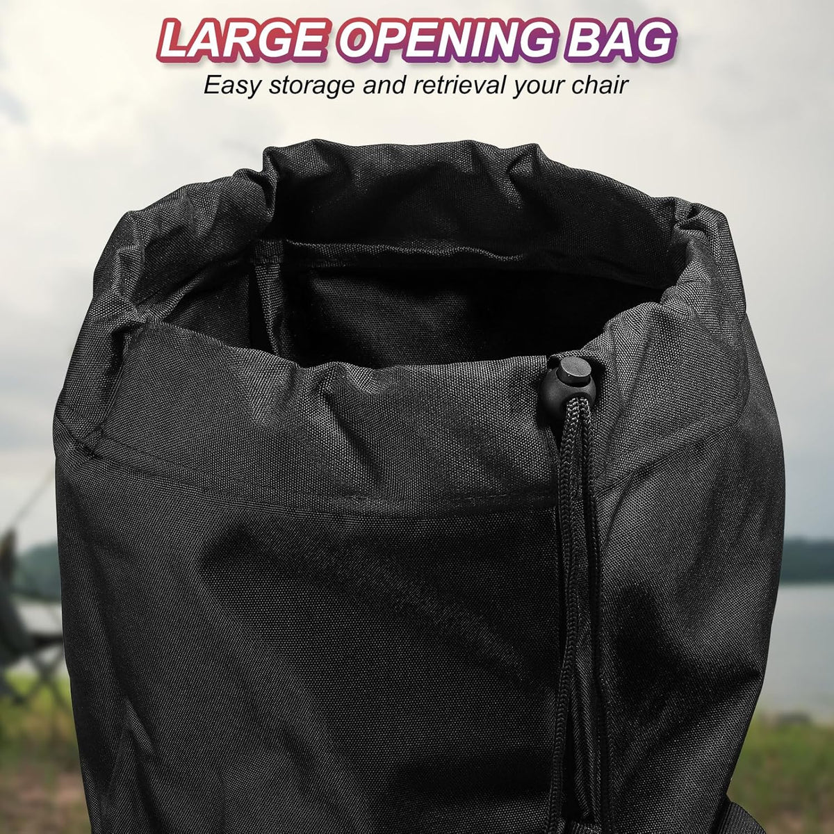 PATIKIL 48 Inch Camp Chair Replacement Bag, 2 Pack Foldable Camping Chair Bag 900D Oxford Large Mouth Carry Bag with Adjustable Shoulder Strap for Outdoor Camping, Black