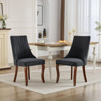 LKTART Upholstered Dining Chairs Set of 2, Solid Wood Kitchen Dining Room Chairs with Thicken Padded and Nailhead Trim for Home Kitchen Bedroom Black