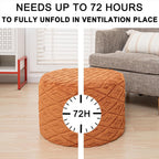 Fluffy Round Ottoman Pouf,Foot Stool Ottoman,Foot Rest,Burnt Orange,20x14In | All-in-One Foam Pouf,Ottoman Coffee Table,Couch Footrest,Footrest for Chair,Remov. Cover,Perfect for Living Room,Bedroom Dorm