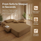 61 inch Floor Chaise Lounge Chair Indoor, Oversized Corduroy Lounge, Deep Seat Sofa Bed for Living Room, Comfy Reading Nook Chair for Small Spaces, No Assembly Required, Camel