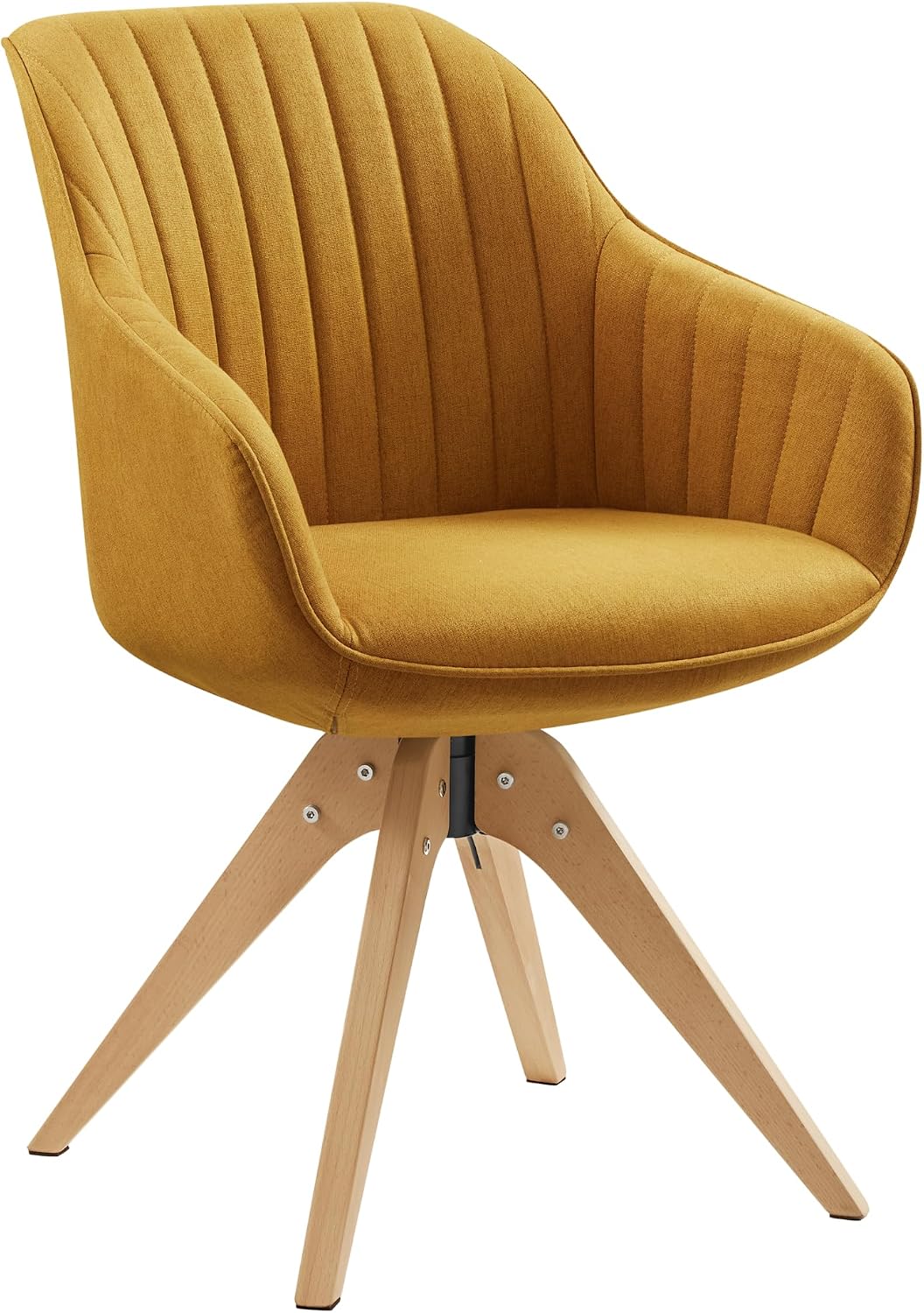 Art Leon Swivel Dining Chair, Fabric Upholstered Chair, Green | No Wheels, Beech Wood Legs, Mid Century Modern, Upholstered, 360° Swivel, Dining Room, Kitchen