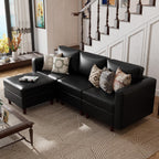 ABCASA Sofa Modular Sectional Faux Leather Sectional Sofa Module Black