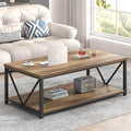 FOLUBAN Modern Coffee Table, Living Room Center Table with Storage, Wood and Metal Cocktail Table, Rustic Oak, 47 Inch