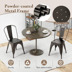 Giantex Metal Dining Chairs Set of 4, Farmhouse Kitchen Chairs with Removable Backrest, Space-Saving Stackable Bistro Cafe Side Chairs for Dining Room, Living Room, Restaurant (Bronze)