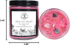 Heal My Heart Soy Affirmation Candle | 9 oz with Rose Quartz & Seraphinite Crystals, Herbs and Essential Oils | Sadness, Loss & Heartache | Wiccan, Pagan, Magick, Spirituality
