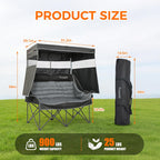 Double Camping Chair with Canopy Heavy Duty 2 Person Folding Loveseat Beach Chair with Shade High Back Oversized Outdoor Camping Couch with Cup Holders & Wine Racks for Lawn, Fishing, Sports