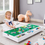 3 in 1 Construction Play Table Compatible with Lego, Game Table with Block Board and Train Car, Rolling Game Table with Locking Wheels and Storage Space, Suitable for Storing Under Bed or Sofa (White)