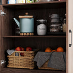 78.7" H Tall Kitchen Pantry with 3 Color LED Light, Modern Cupboard with Glass Doors, Metal Frame & Wood Grain, Large Display Storage Cabinet with Shelves for Living Dining Room, Brown