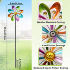 Metal Wind Spinners Outdoor, 360° Wind Sculpture Spinner with Metal Stake, Waterproof Spinners Green Kinetic Wind Spinner for Yard Lawn Decor (A- Colourful 2PC)