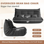 Bean Bag Chair for Adults - Large Bean Bag with Three Pillows, Oversized Chair with High-Rebound Memory Foam, Lazy Floor Sofa for Reading, Gaming, Living Room, Bedroom (3-Seater, Grey)