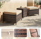 VINGLI 2 Pieces Rattan Ottoman with Storage, Wicker Patio Furniture w/Removable Cushion, Multipurpose Footrest Stool for Outdoor (Brown)